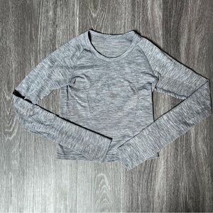 Lululemon Long Sleeve Swiftly Race Length Slate/White Grey